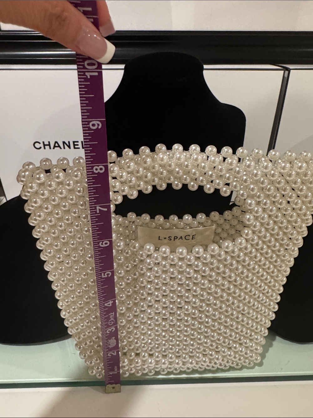 l*space Pearl Beaded Top-Handle Bag - Ivory